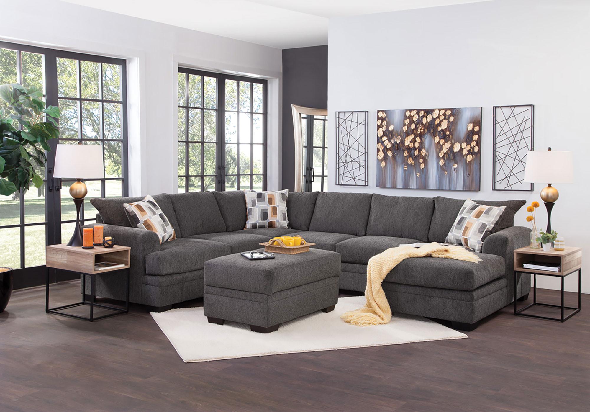 Rent to Own Woodhaven Kendall Sectional w/Storage Ottoman at